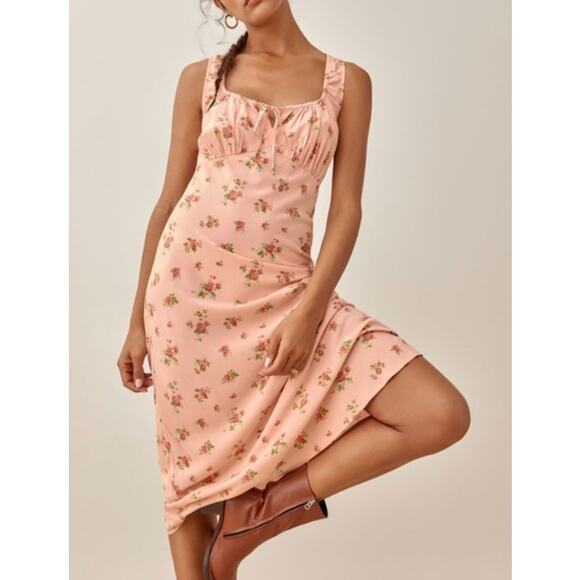 Reformation Dresses & Skirts - Reformation Pink Floral Sleeveless Milkmaid Maxi Dress – Size Med - Romantic